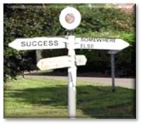 Country roadsign pointing towards 'Success'