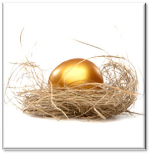 Egg graphic Golden eff nestled in a nest of straw