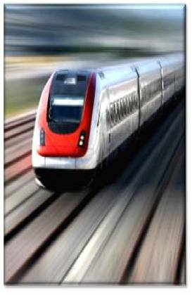 FastTrax Services graphic HIgh Spped Train rushing doen the line leaving a blurred backgroumd