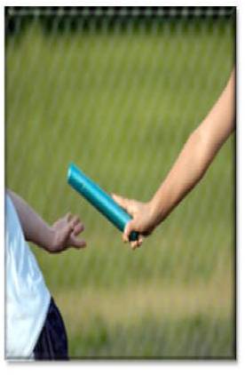 Mentoring graphic Handing over a baton in a relay race